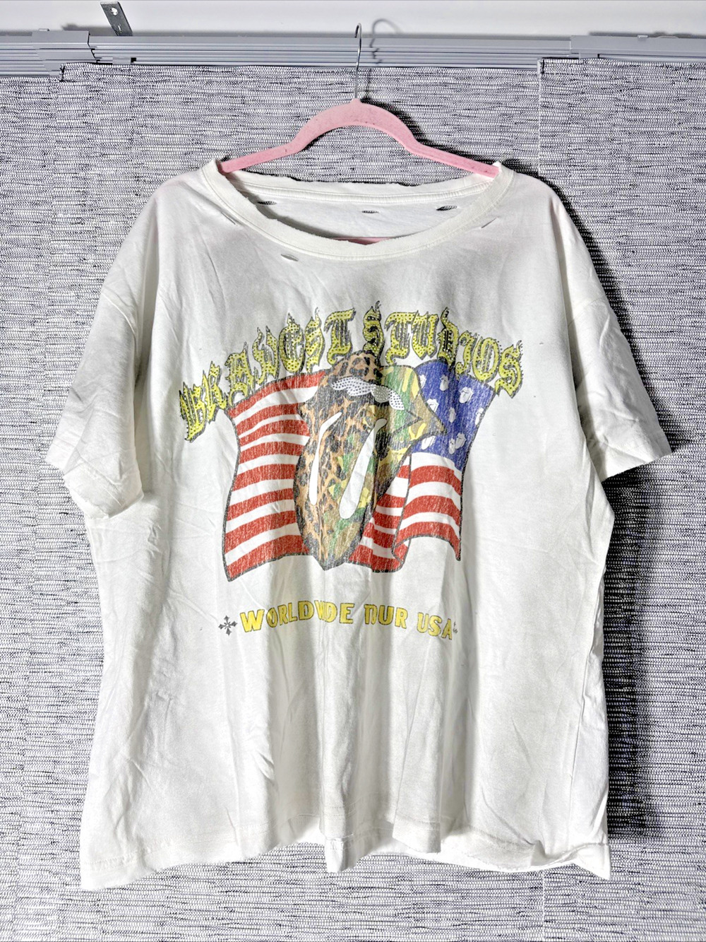 Bravest Studios World Tour T-Shirt Tee, White, XL